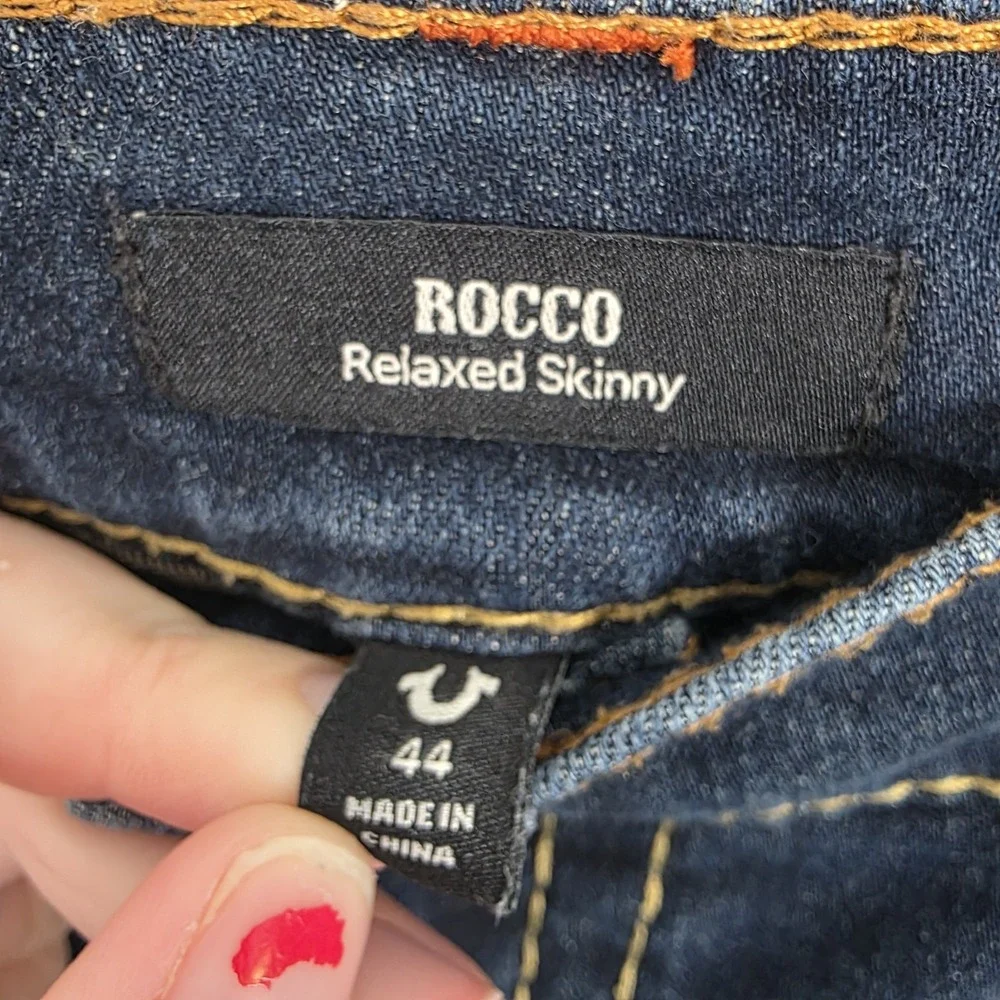 True Religion Dark Wash Men's Rocco Relaxed Skinny‎ Stretchy Y2K Jeans Size 44